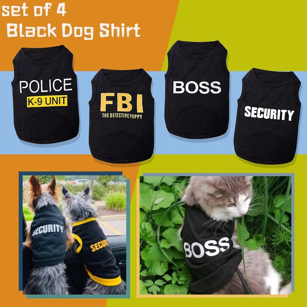 4 Packs Dog Shirts for Small Dog, Pet T-Shirts Clothes Vest for Puppy Boy Girl L