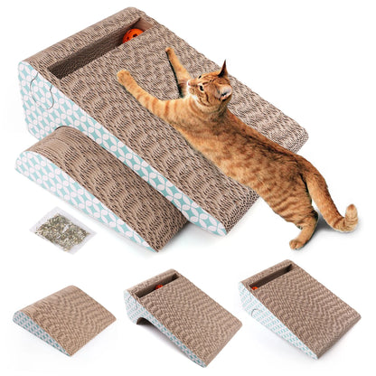 Cat Scratcher Cardboard, 2 in 1, Removable Corrugate Cat Scratching Pad with Catnip&Ball